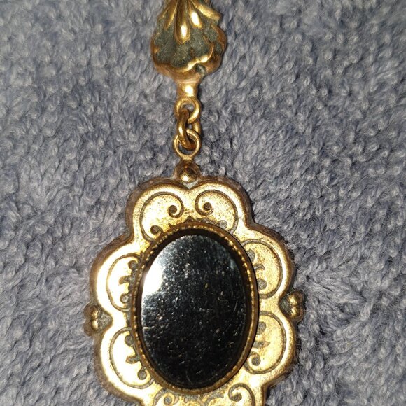 Rare Find Vintage CMC 12k Gold Filled Black Onyx Pendant & Necklace - Picture 4 of 9